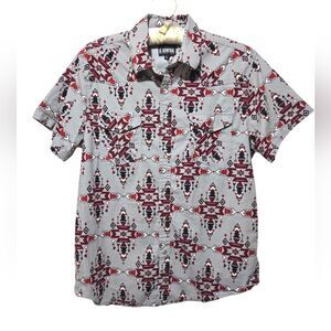 El General Western Cut Pearl Snap Short Sleeve Collared Shirt Size Large